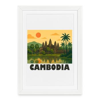 Cambodge Angkor Wat - Affiche encadrée (27 × 37 cm) - blanc - Devant