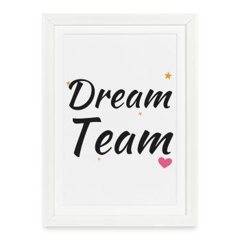 Dream Team – Brush Script Star Heart Friendship - Framed poster (27 × 37 cm) - white - Front