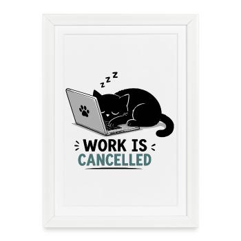 Pause chat sur l’ordinateur portable - Affiche encadrée (27 × 37 cm) - blanc - Devant