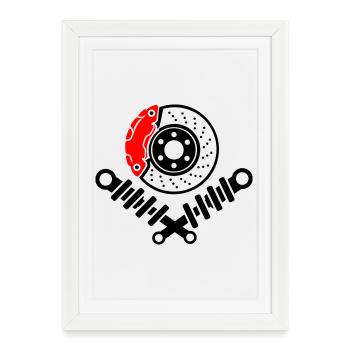 Suspension Tuning Brake Disc and Shock Absorber - Framed poster (27 × 37 cm) - white - Front