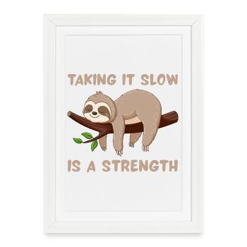 Paresseux Lent et Fort - Affiche encadrée (27 × 37 cm) - blanc - Devant