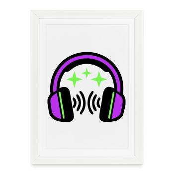 Icône Stars du casque - Affiche encadrée (27 × 37 cm) - blanc - Devant