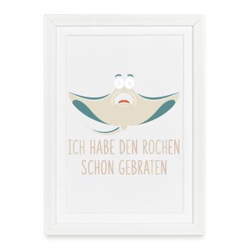 Rochen Schon Gebraten Stachelrochen Manta Rochen - Gerahmtes Poster (27 × 37 cm) - Weiß - Vorne