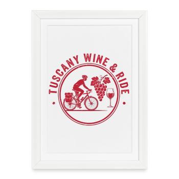 Tuscany Wine & Ride Vintage Stamp - Framed poster (27 × 37 cm) - white - Front