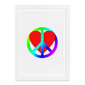 Heart Peace Rainbow Symbol - Framed poster (27 × 37 cm) - white - Front