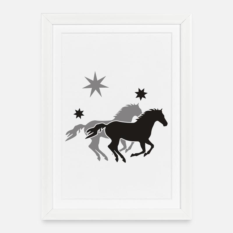 Zwei Pferde - Gerahmtes Poster (27 × 37 cm) - Weiß