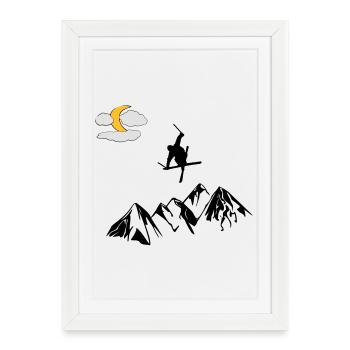 Mountain with ski freestyle - Framed poster (27 × 37 cm) - white - Front