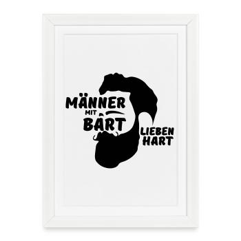 Männer mit Bart Mann Liebe Geschenk Spruch - Gerahmtes Poster (27 × 37 cm) - Weiß - Vorne