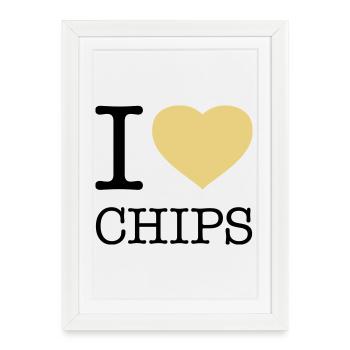 I LOVE CHIPS - Framed poster (27 × 37 cm) - white - Front