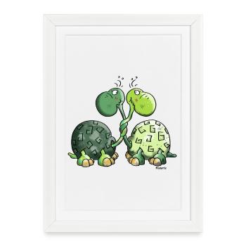 Funny Turtles - Turtle - Framed poster (27 × 37 cm) - white - Front