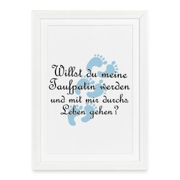 Taufpatin Patin Goli Geschenk Farbe frei wählbar - Gerahmtes Poster (27 × 37 cm) - Weiß - Vorne