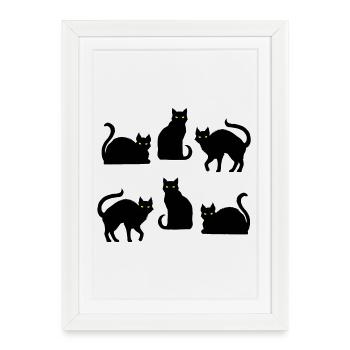 Cats - Symbol of Witchcraft - Framed poster (27 × 37 cm) - white - Front