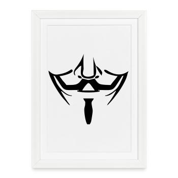 Masque anonyme - Affiche encadrée (27 × 37 cm) - blanc - Devant