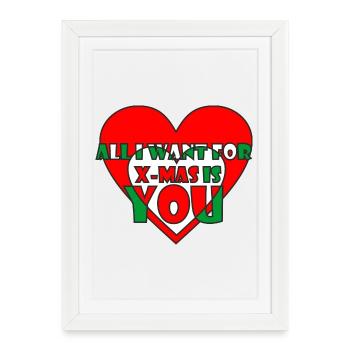 Tout ce que je veux pour x mas, c’est vous - Affiche encadrée (27 × 37 cm) - blanc - Devant