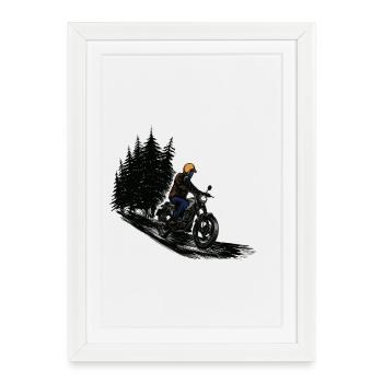 Motorwear Rider Forest - Framed poster (27 × 37 cm) - white - Front