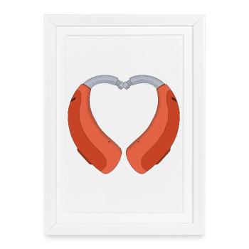 Aide auditive en forme de cœur - Affiche encadrée (27 × 37 cm) - blanc - Devant