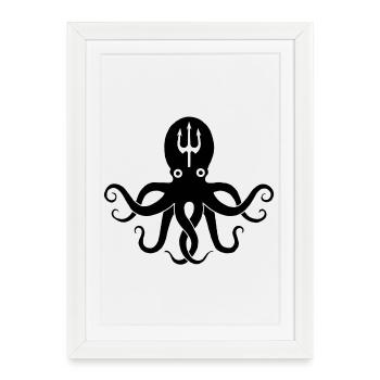 Black octopus - Framed poster (27 × 37 cm) - white - Front