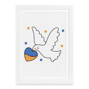 Playful dove heart print ukraine - Framed poster (27 × 37 cm) - white - Front