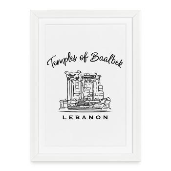 Lebanon, temples of Baalbek, World Heritage Site - Framed poster (27 × 37 cm) - white - Front