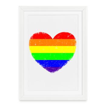 Cœur LGBTQ | Dans un style vintage - Affiche encadrée (27 × 37 cm) - blanc - Devant