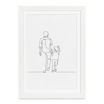 Father’s Day Line Art - Father Day - Affiche encadrée (27 × 37 cm) - blanc - Devant