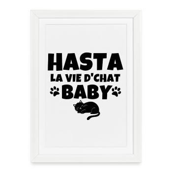 chat, chat mignon, chat doux - Affiche encadrée (27 × 37 cm) - blanc - Devant