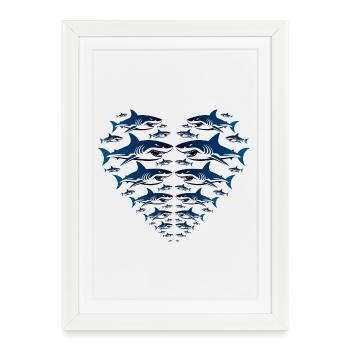 Shark Heart - Framed poster (27 × 37 cm) - white - Front