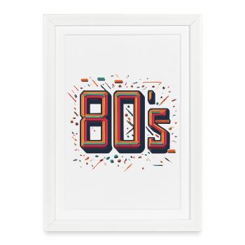 Néon lumineux Design des années 80 - Affiche encadrée (27 × 37 cm) - blanc - Devant