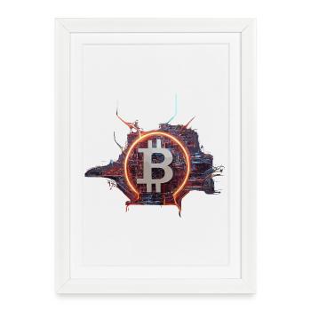 Cyber-Modern Bitcoin Design - Framed poster (27 × 37 cm) - white - Front