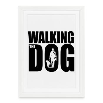 Promener le chien - Affiche encadrée (27 × 37 cm) - blanc - Devant
