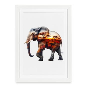 Éléphant - Affiche encadrée (27 × 37 cm) - blanc - Devant