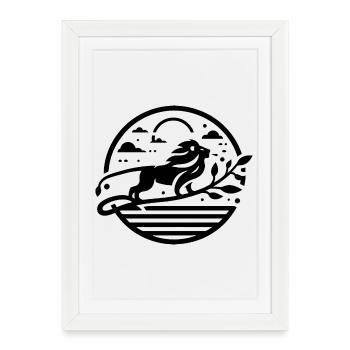 Lion 1 - Affiche encadrée (27 × 37 cm) - blanc - Devant
