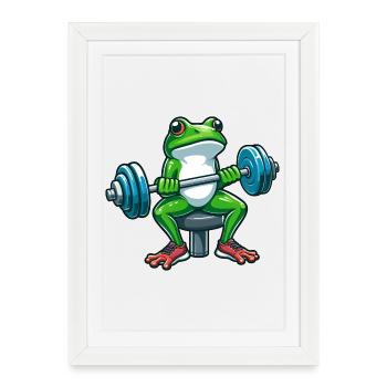 Strong Frog Workout Dumbbell Workout - Framed poster (27 × 37 cm) - white - Front