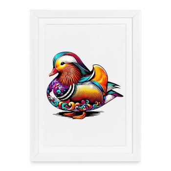 Canard mandarin - Affiche encadrée (27 × 37 cm) - blanc - Devant