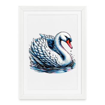 Swan - Framed poster (27 × 37 cm) - white - Front