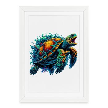 Turtle - Framed poster (27 × 37 cm) - white - Front