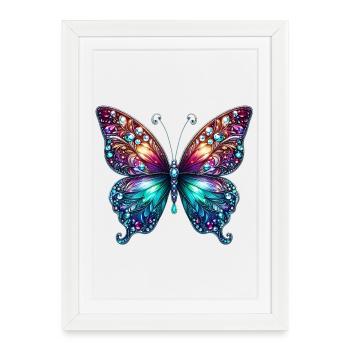 Butterfly Diamond Diamonds Crystals Crystal - Framed poster (27 × 37 cm) - white - Front