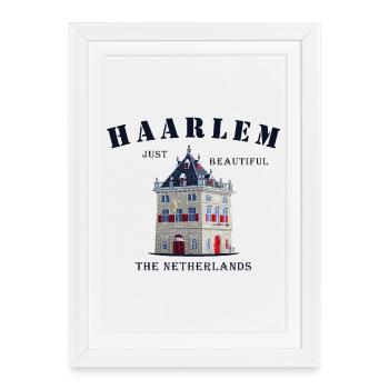 Haarlem Facade De Waag, Pays-Bas Dessin à la main - Affiche encadrée (27 × 37 cm) - blanc - Devant