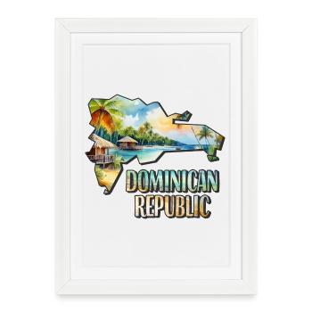 Watercolor Map Dominican Republic - Framed poster (27 × 37 cm) - white - Front