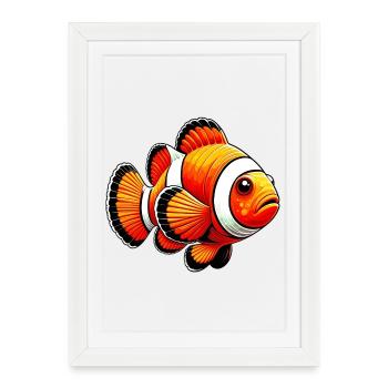 Poisson-clown - Affiche encadrée (27 × 37 cm) - blanc - Devant