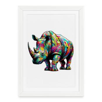 Rhinocéros - Affiche encadrée (27 × 37 cm) - blanc - Devant