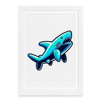 Requin - Affiche encadrée (27 × 37 cm) - blanc - Devant