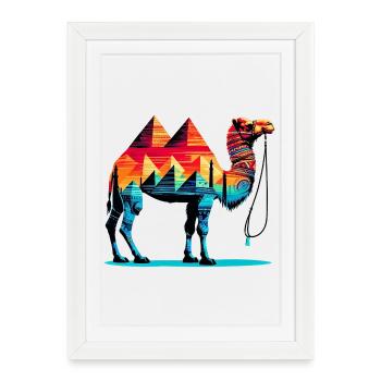 Chameau - Affiche encadrée (27 × 37 cm) - blanc - Devant