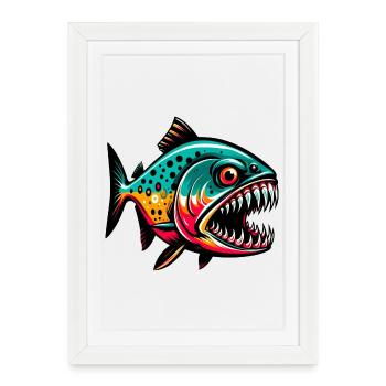Piranha - Affiche encadrée (27 × 37 cm) - blanc - Devant
