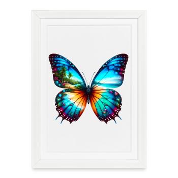 Papillon - Affiche encadrée (27 × 37 cm) - blanc - Devant