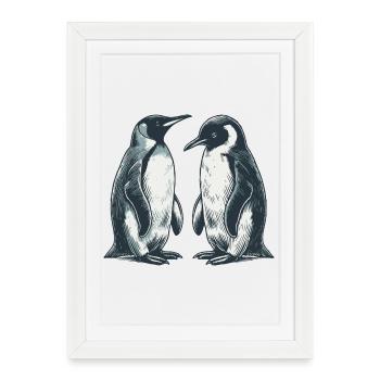 Penguins - Framed poster (27 × 37 cm) - white - Front