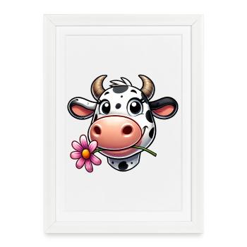 Vache - Affiche encadrée (27 × 37 cm) - blanc - Devant
