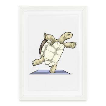 Turtle Yoga Fitness Gymnastique - Affiche encadrée (27 × 37 cm) - blanc - Devant