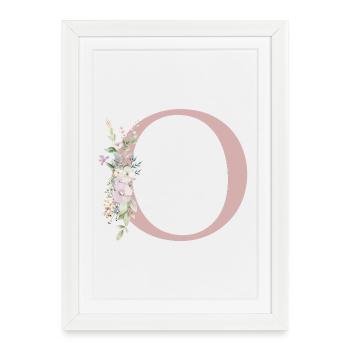 o Monogramme, Floral, Personnalisable - Affiche encadrée (27 × 37 cm) - blanc - Devant