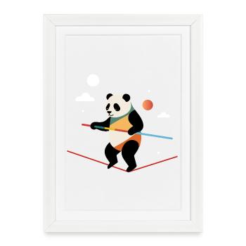 Panda balances on the rope – brave and cheerful - Framed poster (27 × 37 cm) - white - Front